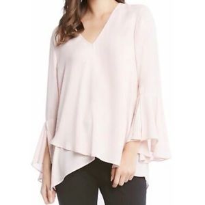 Karen Kane Ruffle-Sleeve Cross-Over Tunic Blouse